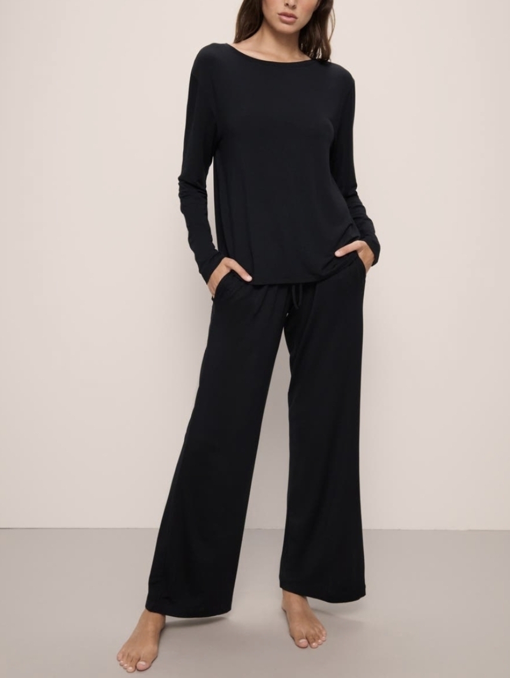 Eberjey Womens Gisele Stretch Modal Black Pajama Top Size Small